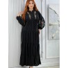 Robe Longue Brodée à Manches Longues