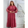 Robe Longue Brodée à Manches Longues