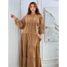 Robe Longue Brodée à Manches Longues