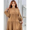 Robe Longue Brodée à Manches Longues