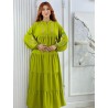 Robe Longue Brodée à Manches Longues