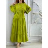 Robe Longue Brodée à Manches Longues