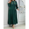 Robe Longue Brodée à Manches Longues