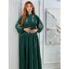 Robe Longue Brodée à Manches Longues