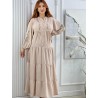 Robe Longue Brodée à Manches Longues