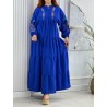 Robe Longue Brodée à Manches Longues