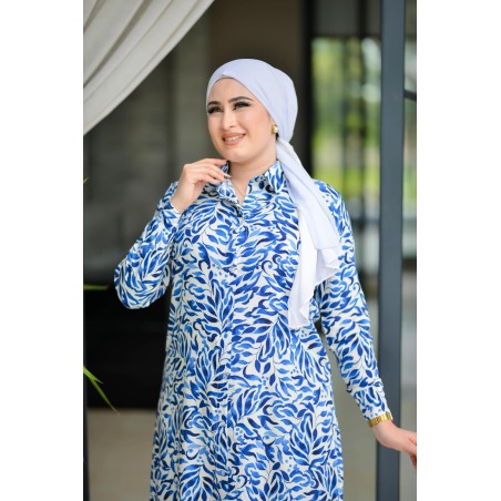 Robe chemise fleurie à Manches Longues