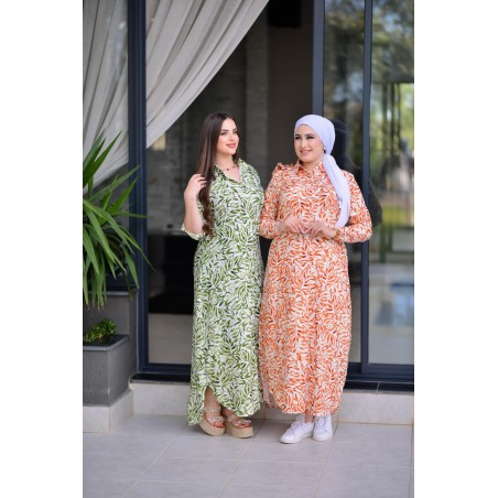 Robe chemise fleurie à Manches Longues