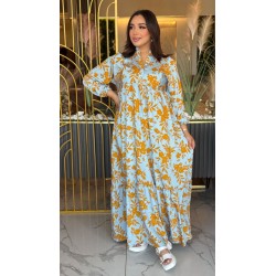Robe Longue fleurie imprimé à Manches Longues pour femme