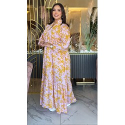 Robe Longue fleurie imprimé à Manches Longues pour femme