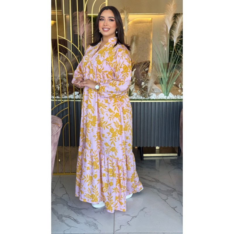 Robe Longue fleurie imprimé à Manches Longues pour femme