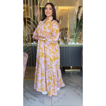 Robe Longue fleurie imprimé à Manches Longues pour femme
