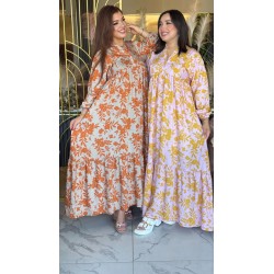 Robe Longue fleurie imprimé à Manches Longues pour femme