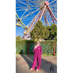 Ensemble 2 pièces pour femme - Haut large avec pantalon