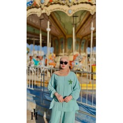 Ensemble 2 pièces pour femme - Haut large avec pantalon