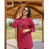 Set Brodé Femme Col et Manches Élastique