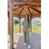 Set Brodé Femme Col et Manches Élastique