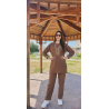 Set Brodé Femme Col et Manches Élastique