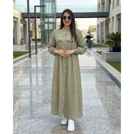 Robe chemise femme luxe — Kamraya brodé col