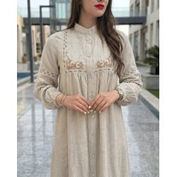 Robe chemise femme luxe — Kamraya brodé col