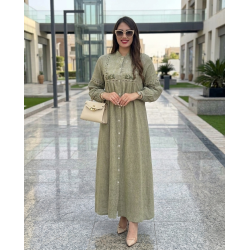 Robe chemise femme luxe — Kamraya brodé col