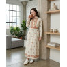 Robe Longue Femme Chic avec Broderie et Ceinture Élégante