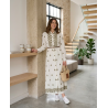 Robe Longue Femme Chic avec Broderie et Ceinture Élégante