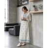 Robe Longue Femme Chic avec Broderie et Ceinture Élégante