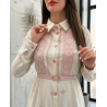 Robe Longue Femme Chic avec Broderie et Ceinture Élégante