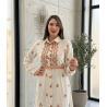 Robe Longue Femme Chic avec Broderie et Ceinture Élégante