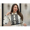 Robe Longue Femme Chic avec Broderie et Ceinture Élégante