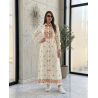 Robe Longue Femme Chic avec Broderie et Ceinture Élégante
