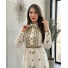 Robe Longue Femme Chic avec Broderie et Ceinture Élégante