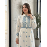 Robe Longue Femme Chic avec Broderie et Ceinture Élégante