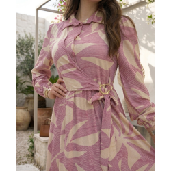 Robe Longue Femme Imprimé Floral avec broche – Élégance & Style