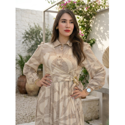 Robe Longue Femme Imprimé Floral avec broche – Élégance & Style