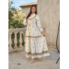 Robe Longue Bohème Chic Blanche avec dentelle et Ceinture - Tenue Femme Élégante