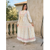 Robe Longue Bohème Chic Blanche avec dentelle et Ceinture - Tenue Femme Élégante
