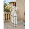 Robe Longue Bohème Chic Blanche avec dentelle et Ceinture - Tenue Femme Élégante
