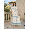 Robe Longue Bohème Chic Blanche avec dentelle et Ceinture - Tenue Femme Élégante