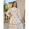 Robe Longue Bohème Chic Blanche avec dentelle et Ceinture - Tenue Femme Élégante