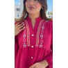 Robe longue avec bouton en crêpe pour femme – coupe fluide et élégante