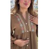 Robe longue avec bouton en crêpe pour femme – coupe fluide et élégante