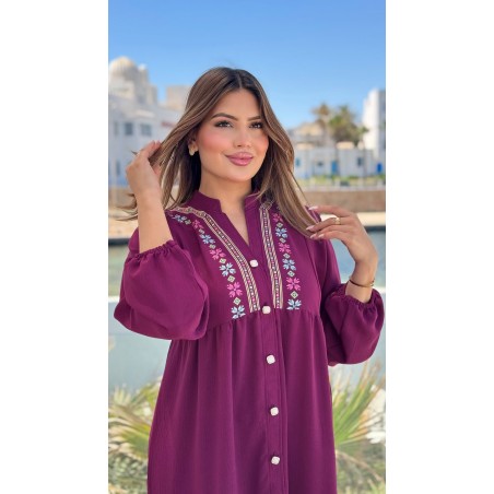 Robe longue avec bouton en crêpe pour femme – coupe fluide et élégante
