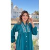 Robe longue avec bouton en crêpe pour femme – coupe fluide et élégante