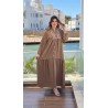 Robe longue avec bouton en crêpe pour femme – coupe fluide et élégante