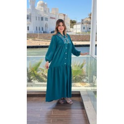 Robe longue avec bouton en crêpe pour femme – coupe fluide et élégante