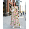 Robe longue femme imprimé floral — robe fluide, ceinture nouée, style élégant et confortable