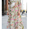 Robe longue femme imprimé floral — robe fluide, ceinture nouée, style élégant et confortable