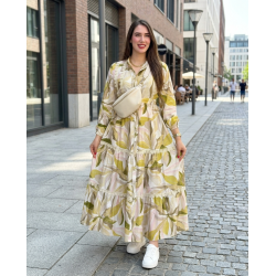 Robe longue femme imprimé floral — robe fluide, ceinture nouée, style élégant et confortable